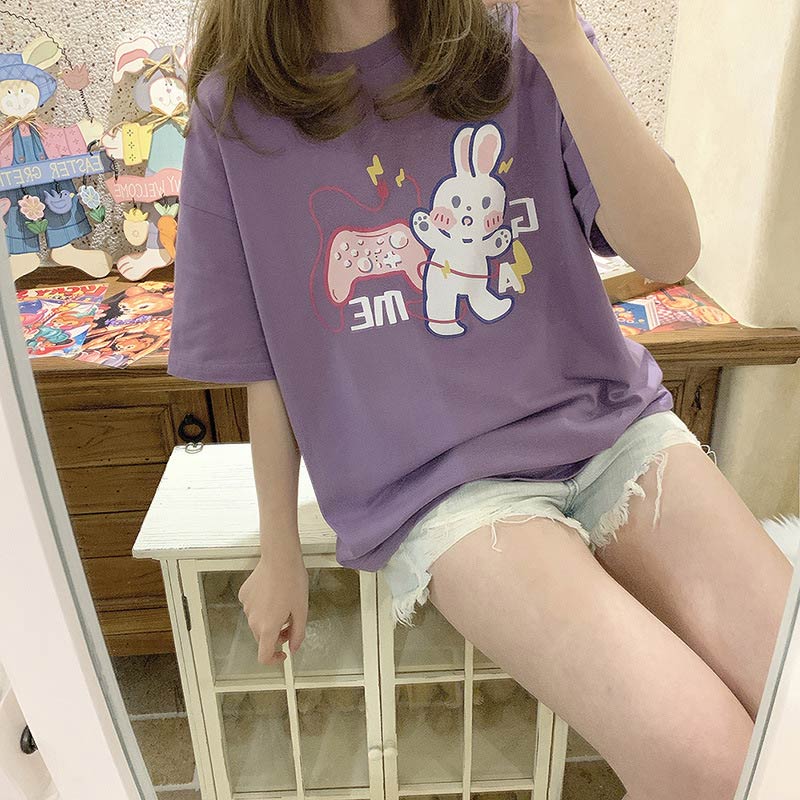 Bunny Print Matching Best Friends T-shirt - Modakawa Modakawa